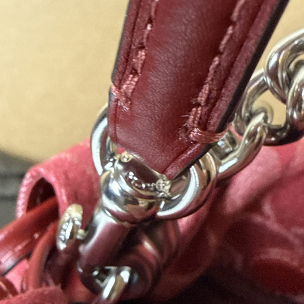 Coach Red Denim Mini Faye Drawstring Bag Crossbody NWT - Picture 10 of 10